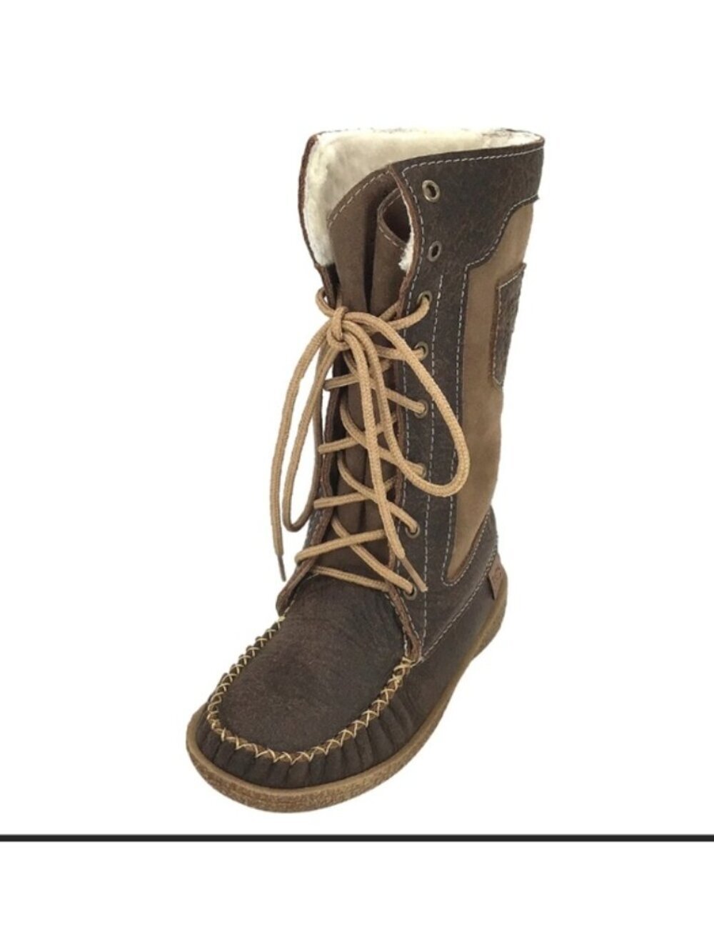 Laurentian Chief Brown Leather Sheepskin Mid-Calf Snowshoe Mukluks Women's Sz 11 - Picture 2 of 15